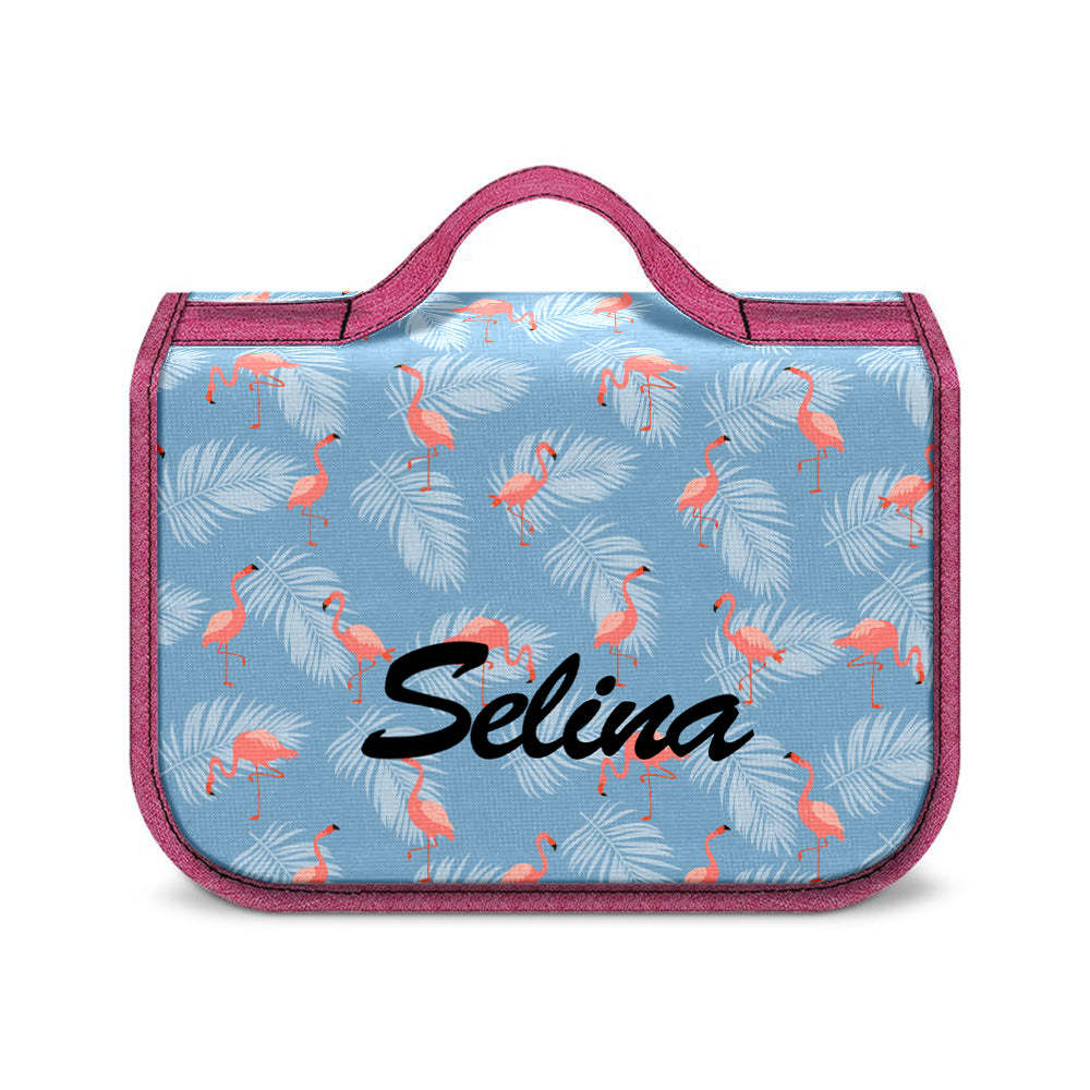 Custom Hanging Toiletry Bag Personalized Flamingo Cosmetic Makeup Travel Organizer for Men and Women - mysiliconefoodbag