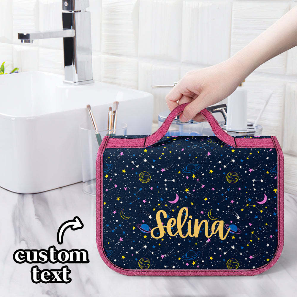 Custom Hanging Toiletry Bag Personalized Starry Sky Cosmetic Makeup Travel Organizer for Men and Women - mysiliconefoodbag