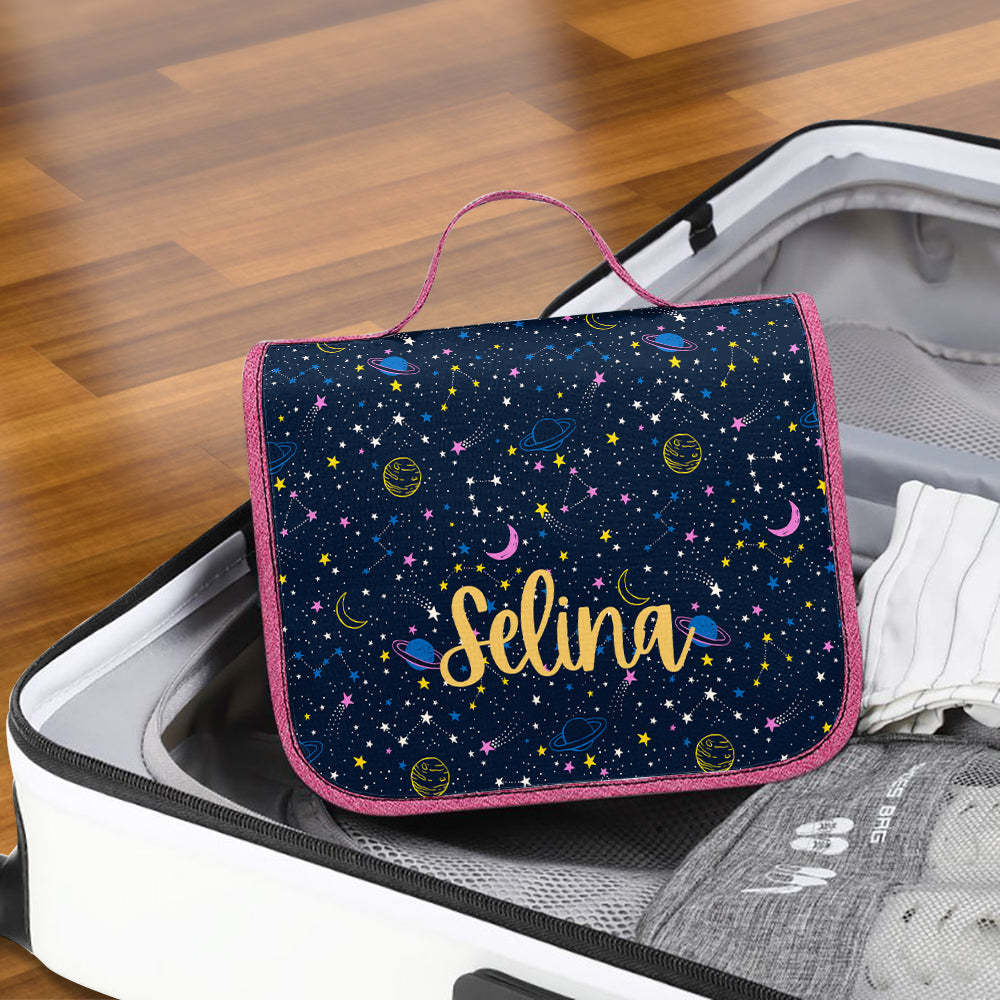 Custom Hanging Toiletry Bag Personalized Starry Sky Cosmetic Makeup Travel Organizer for Men and Women - mysiliconefoodbag