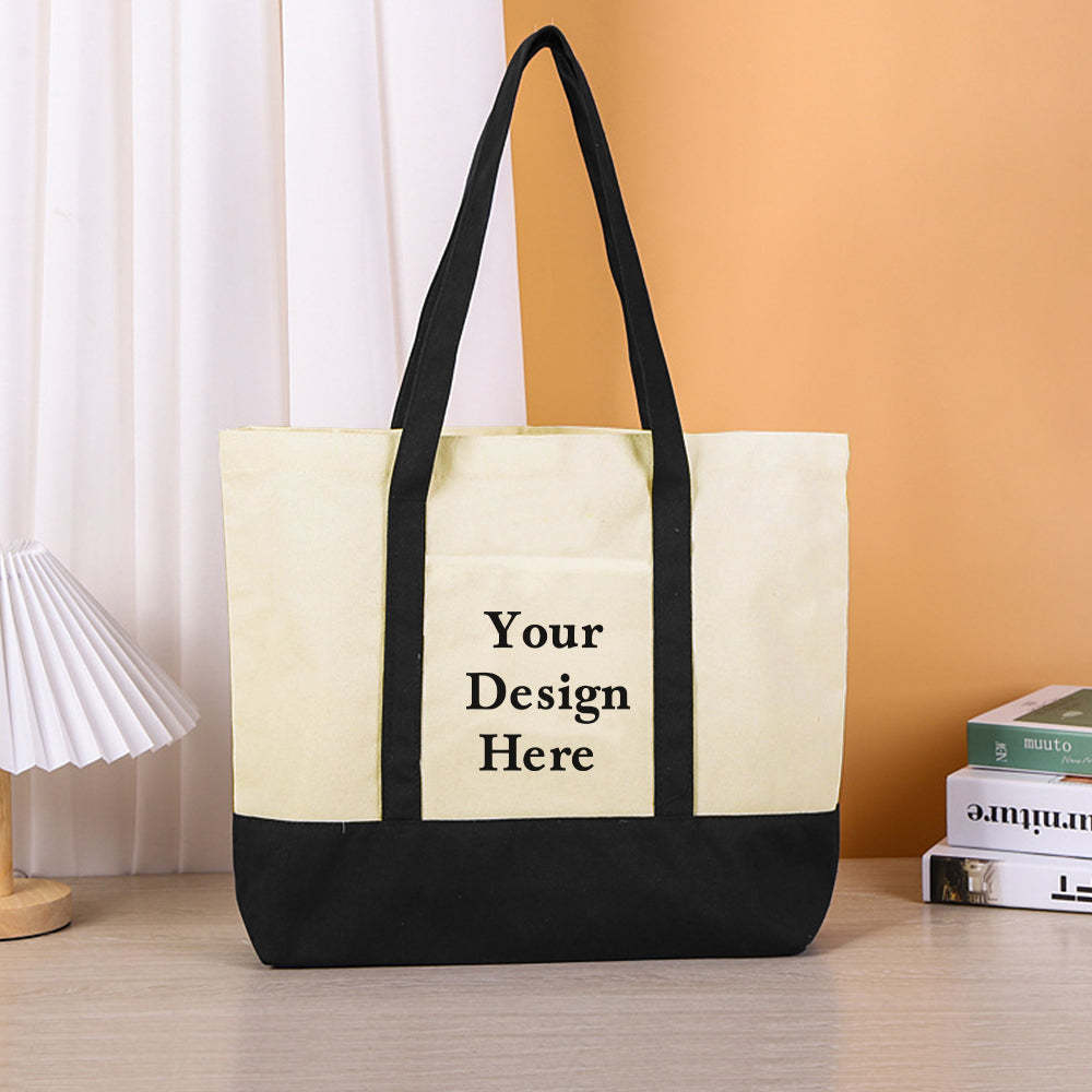 Custom Logo Canvas Tote Bag Personalized Beach Bag Gift for Women - mysiliconefoodbag