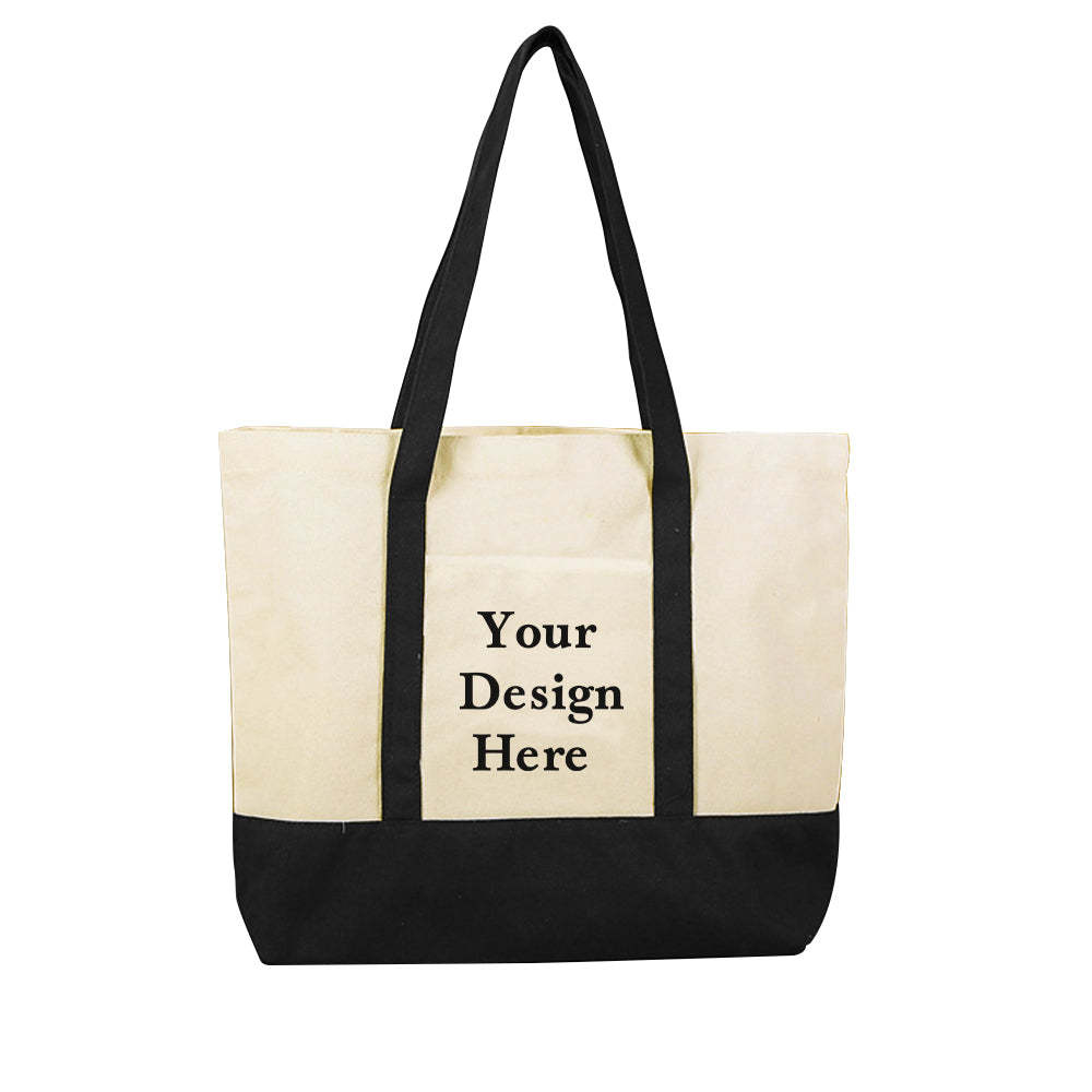 Custom Logo Canvas Tote Bag Personalized Beach Bag Gift for Women - mysiliconefoodbag