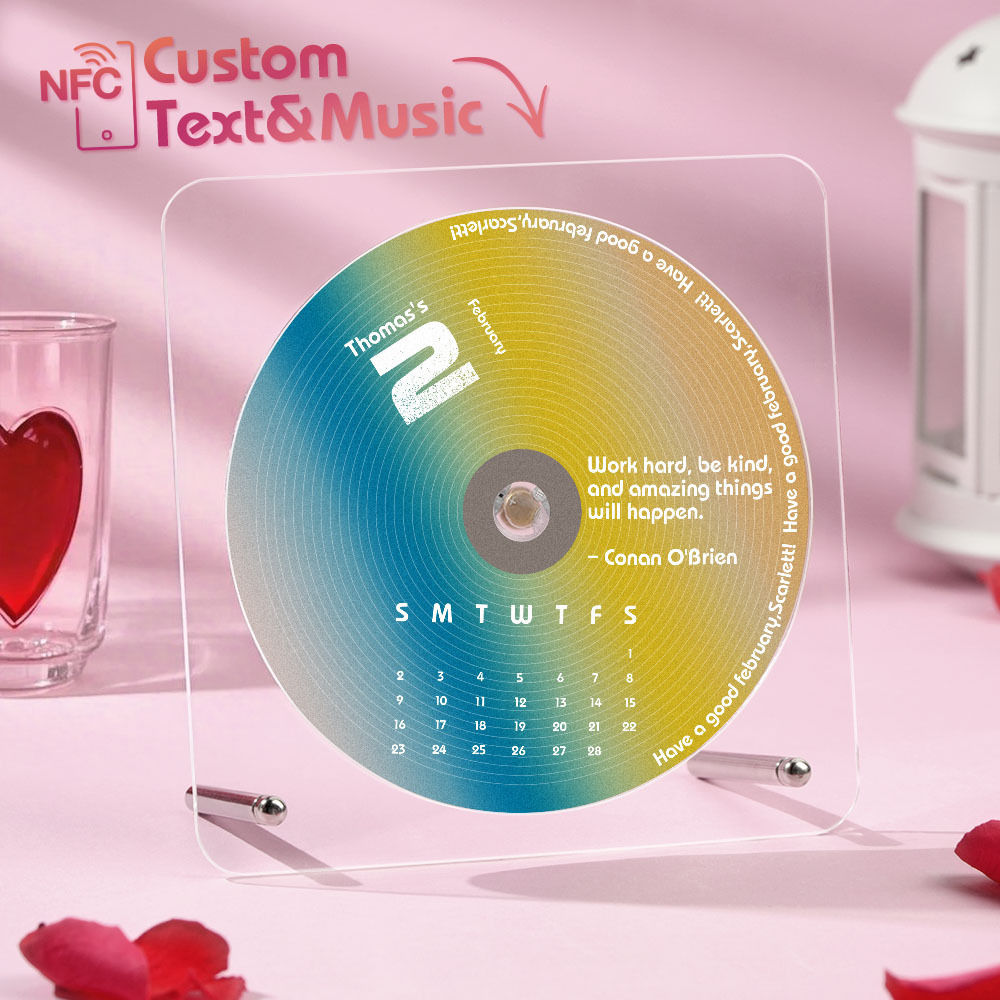 Custom NFC Acrylic Music Calendar Personalized Desk Display & Romantic Gift for Couples Friends & Fans
