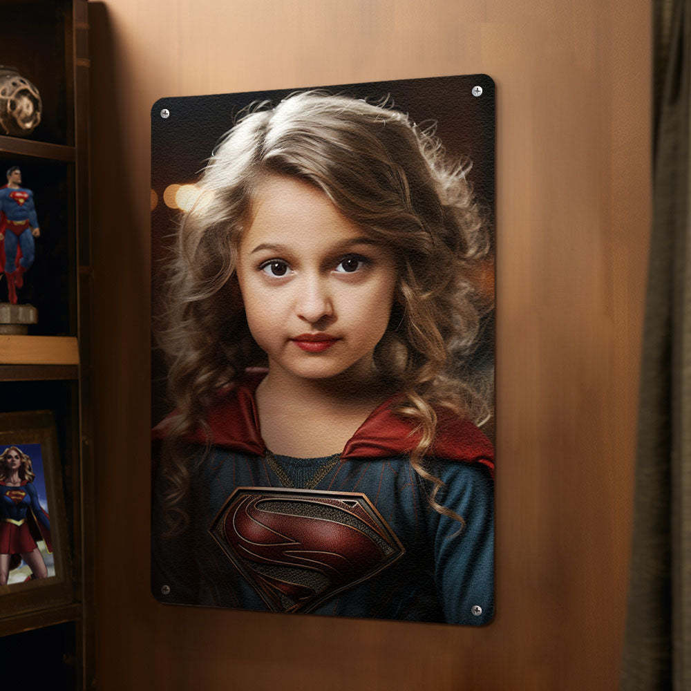 Personalized Face Superwoman Metal Poster Custom Photo Portrait Gifts for Her / Mother - mysiliconefoodbag
