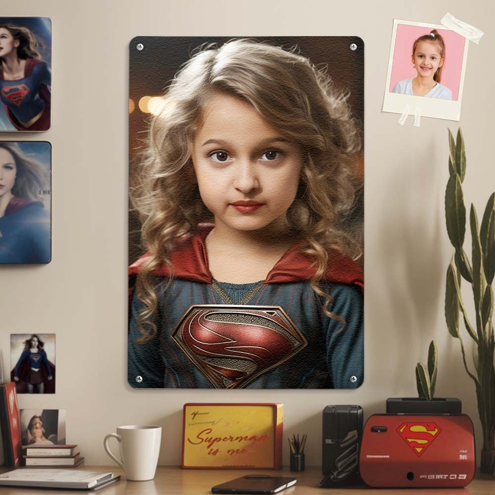 Personalized Face Superwoman Metal Poster Custom Photo Portrait Gifts for Her / Mother - mysiliconefoodbag