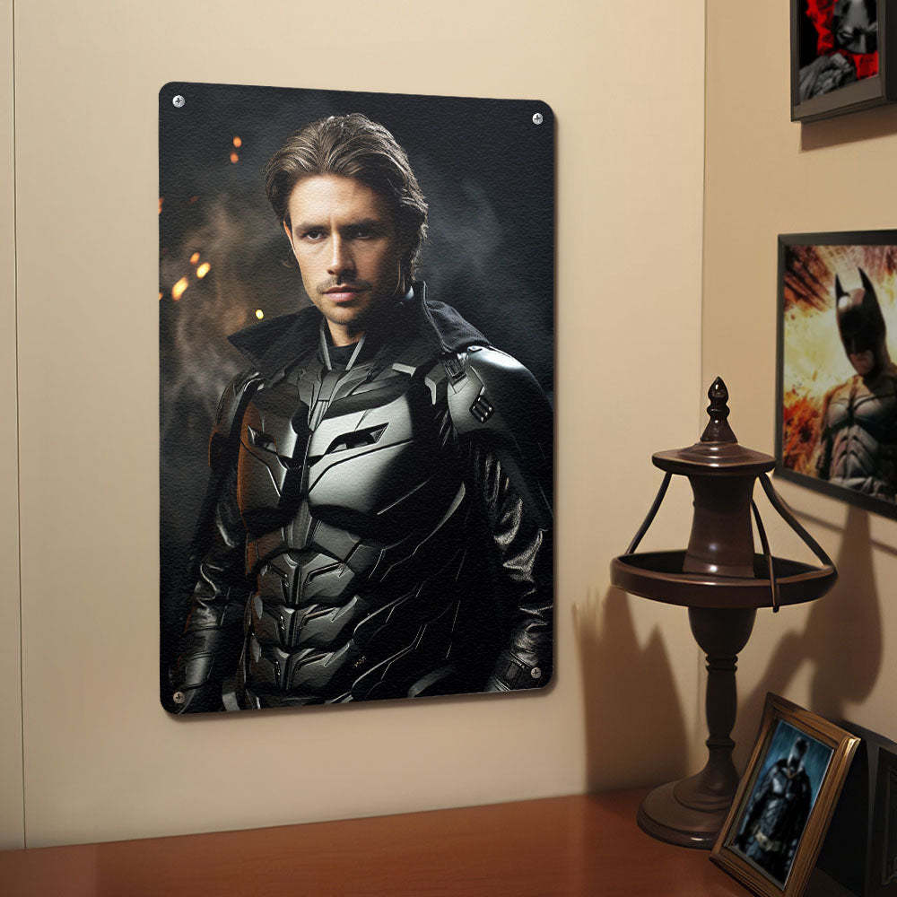 Custom Photo Portrait Personalized Face Batman Metal Poster Gifts for Him - mysiliconefoodbag
