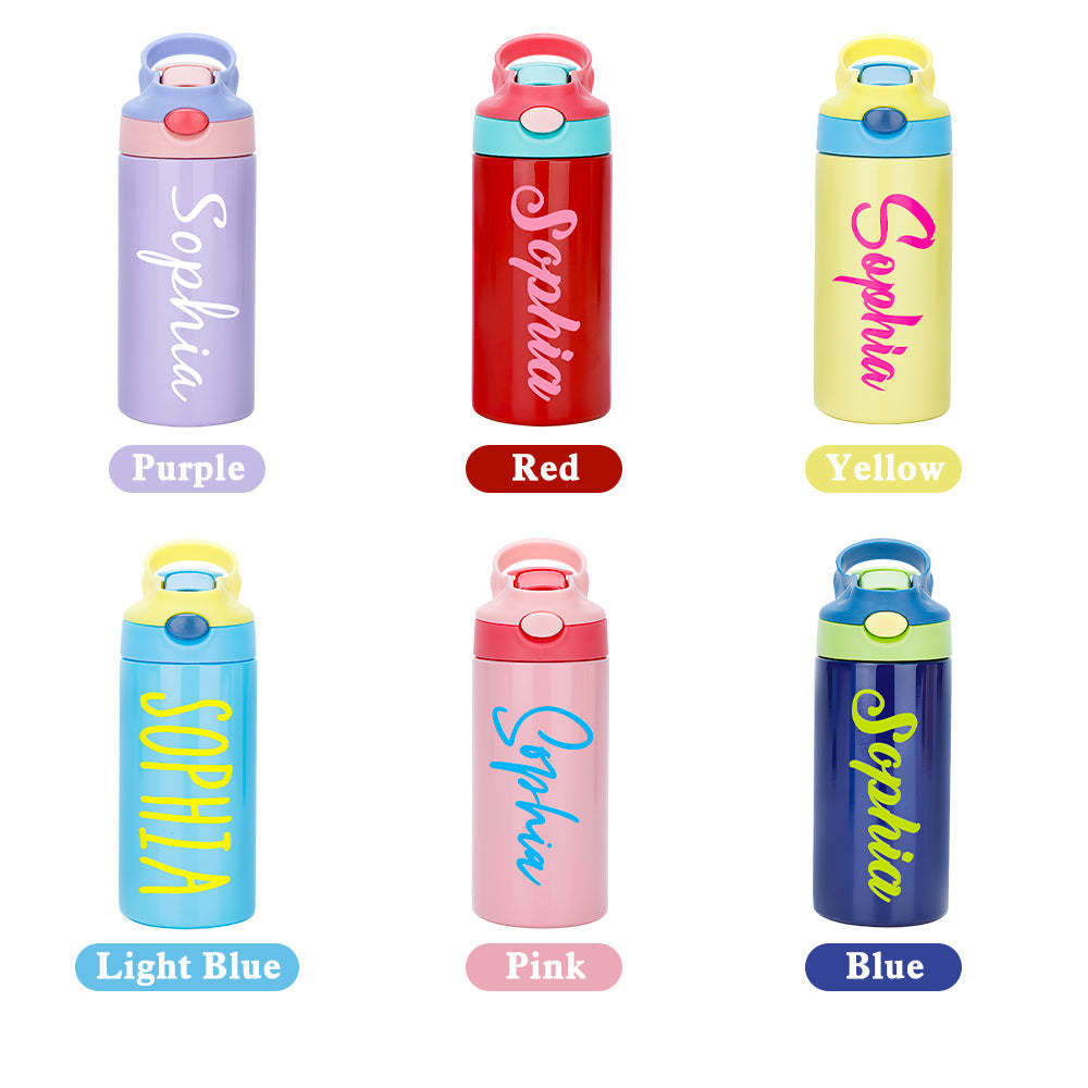 Personalized Name Water Bottles Custom 12oz Water Bottles Cute Back to School Gifts for Kids - mysiliconefoodbag