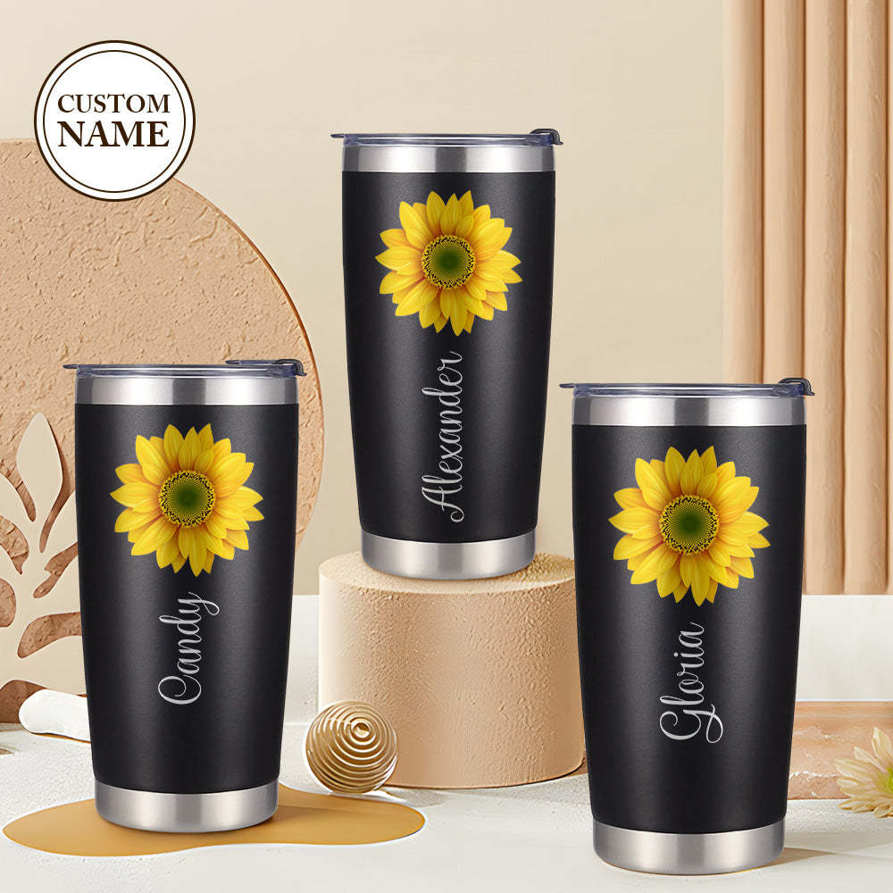 Custom Name Tumbler Sunflower Gifts for Her - mysiliconefoodbag