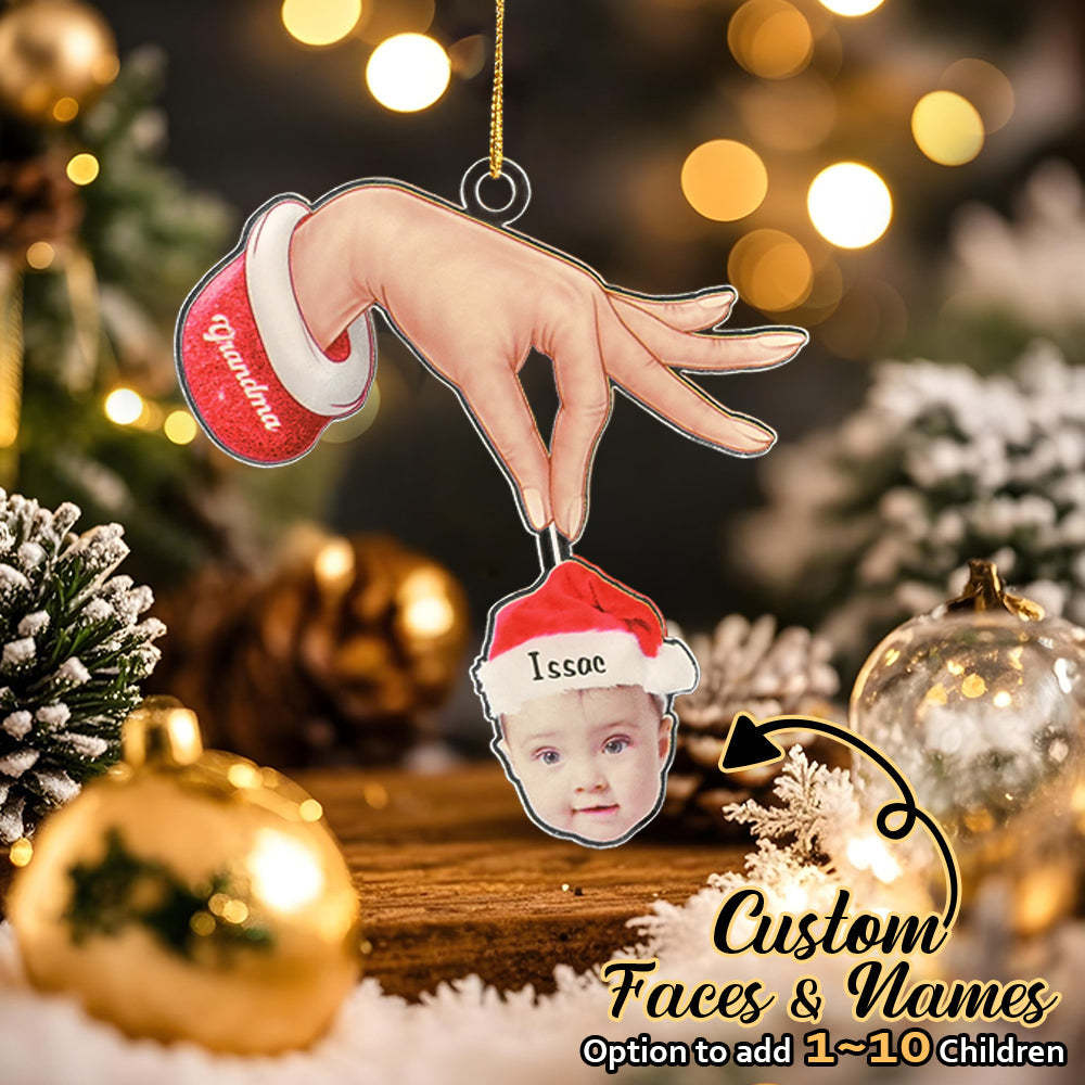 Personalized Grandma Grandkids Christmas Gift Custom Acrylic Funny Christmas Ornament Gifts - mysiliconefoodbag