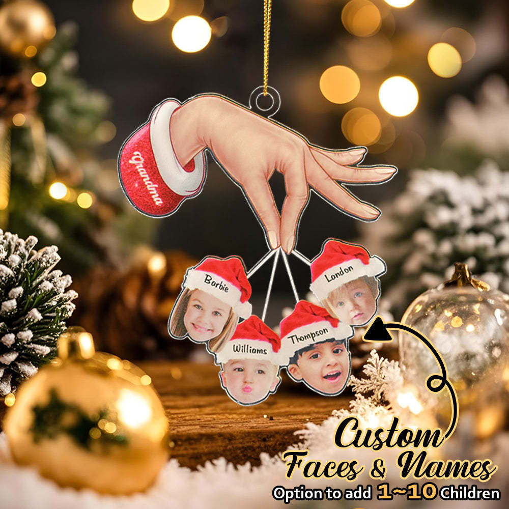 Personalized Grandma Grandkids Christmas Gift Custom Acrylic Funny Christmas Ornament Gifts - mysiliconefoodbag