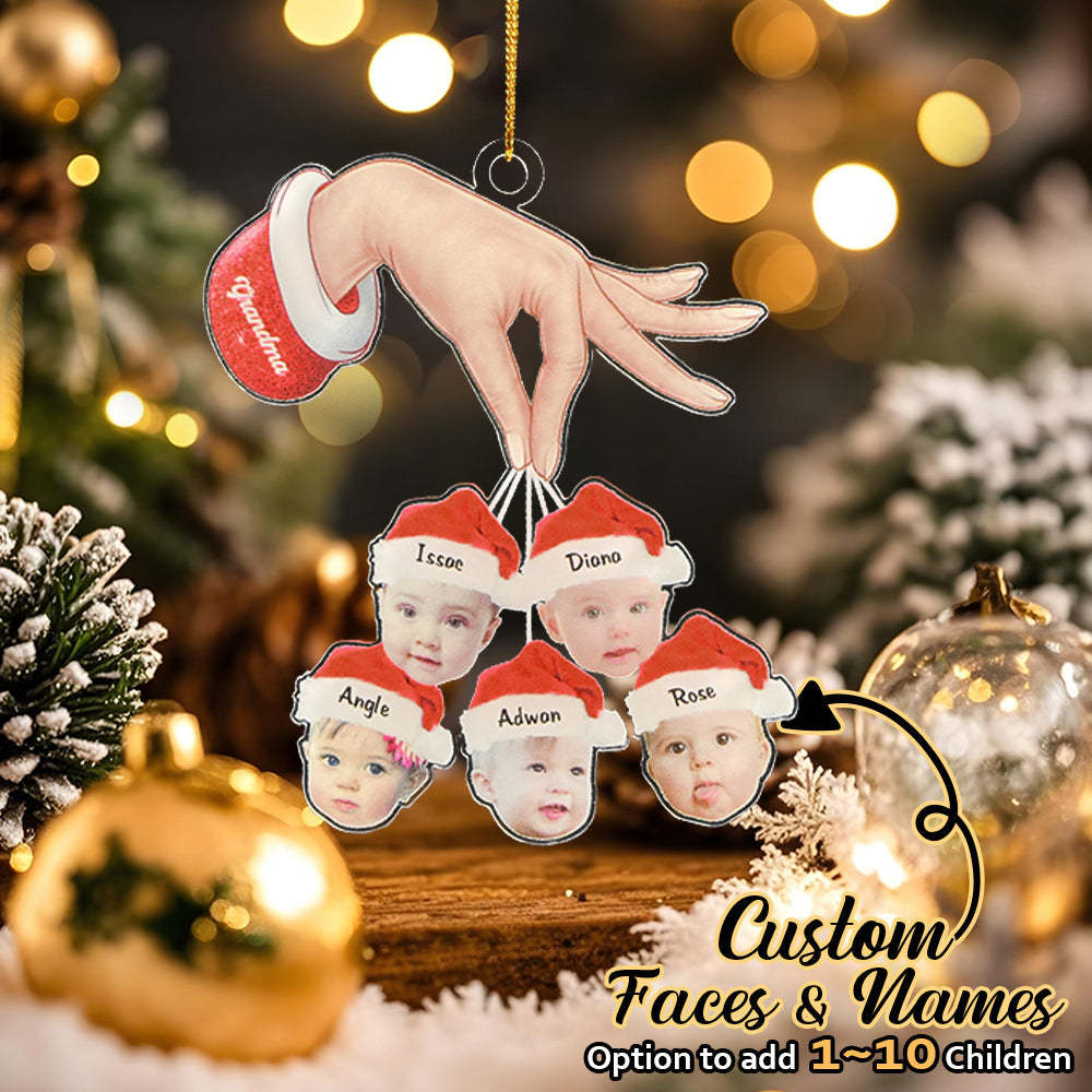 Personalized Grandma Grandkids Christmas Gift Custom Acrylic Funny Christmas Ornament Gifts - mysiliconefoodbag