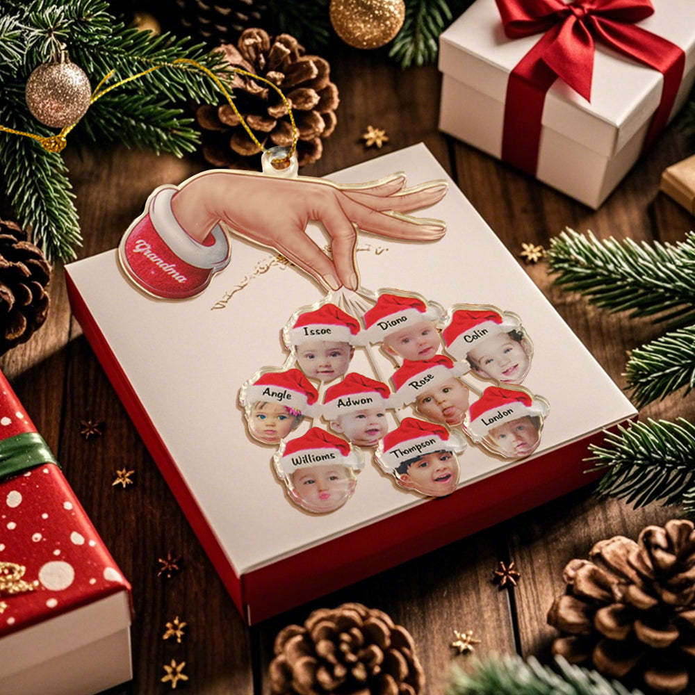 Personalized Grandma Grandkids Christmas Gift Custom Acrylic Funny Christmas Ornament Gifts - mysiliconefoodbag