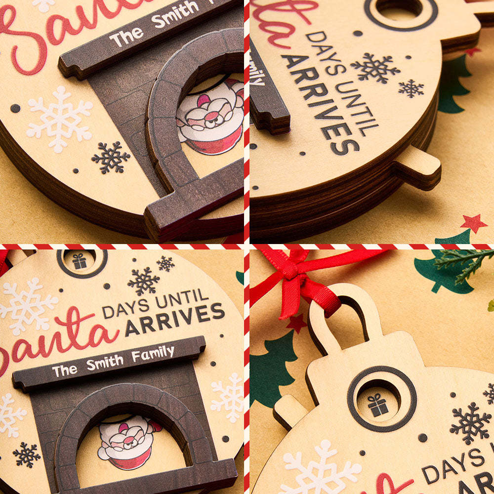 Personalized Christmas Santa in Fireplace Countdown Ornament Days Till Christmas Ornament - mysiliconefoodbag