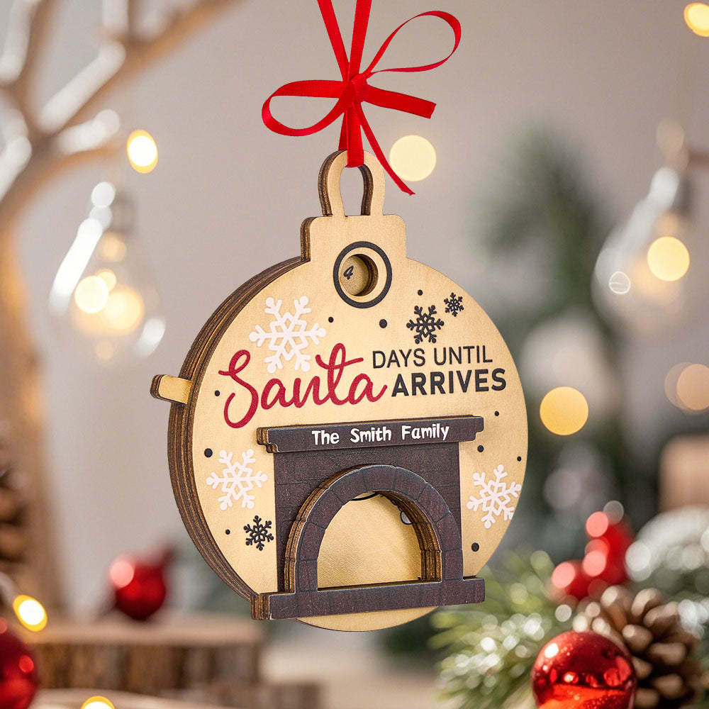 Personalized Christmas Santa in Fireplace Countdown Ornament Days Till Christmas Ornament - mysiliconefoodbag