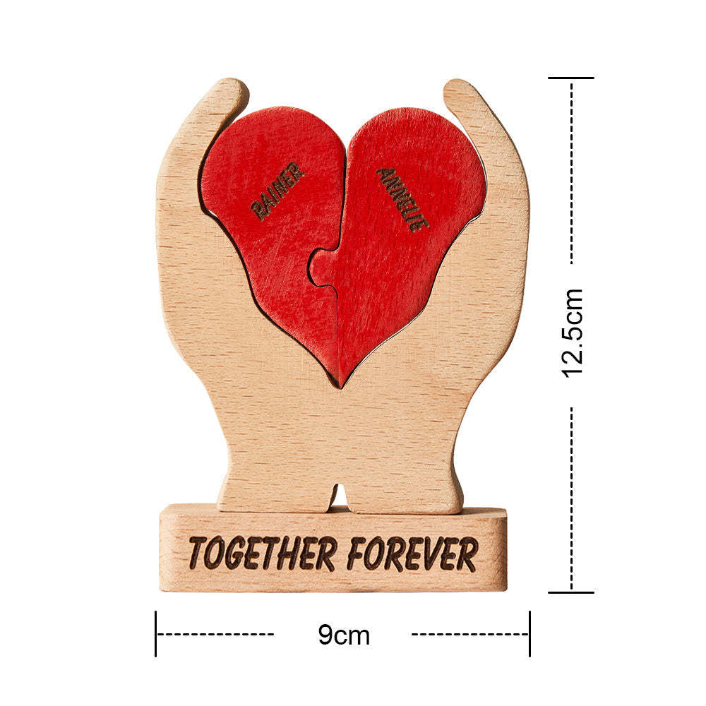 Custom Names Wooden Heart Family Puzzle Home Decor Christmas Gifts - mysiliconefoodbag