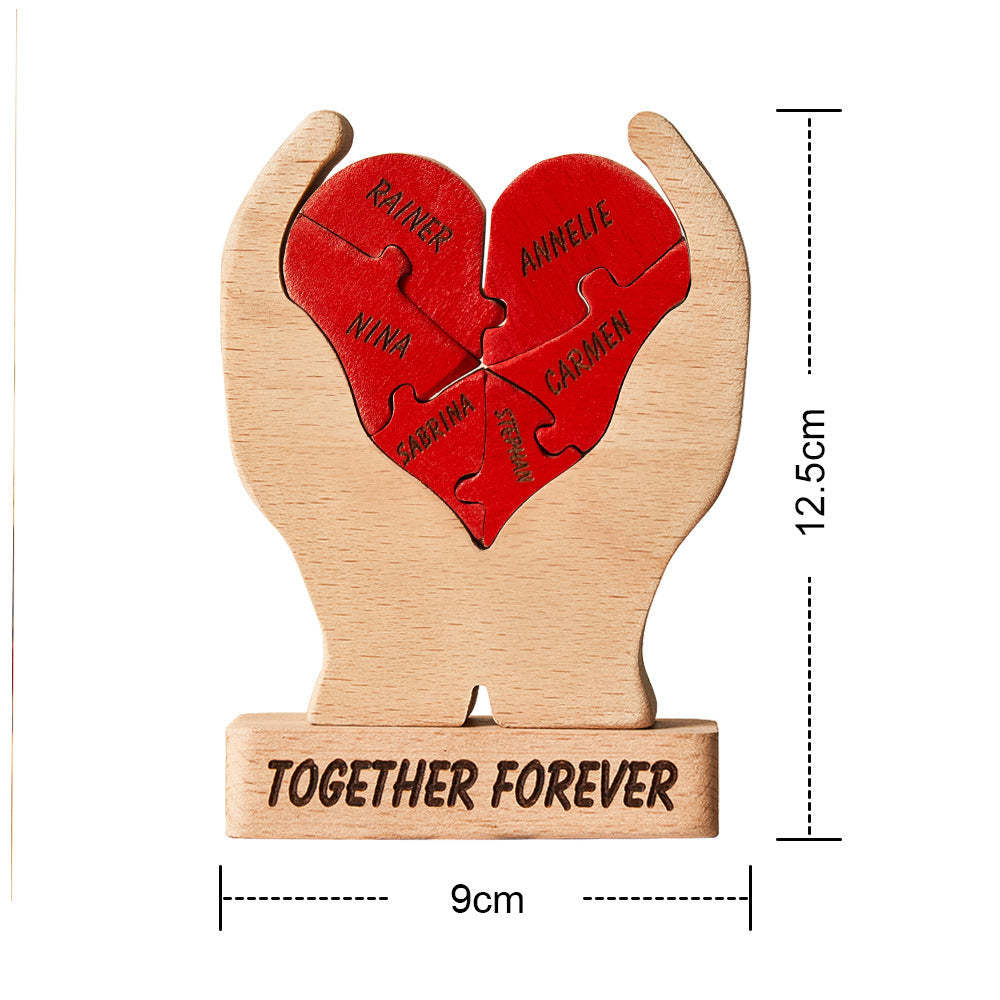 Custom Names Wooden Heart Family Puzzle Home Decor Christmas Gifts - mysiliconefoodbag