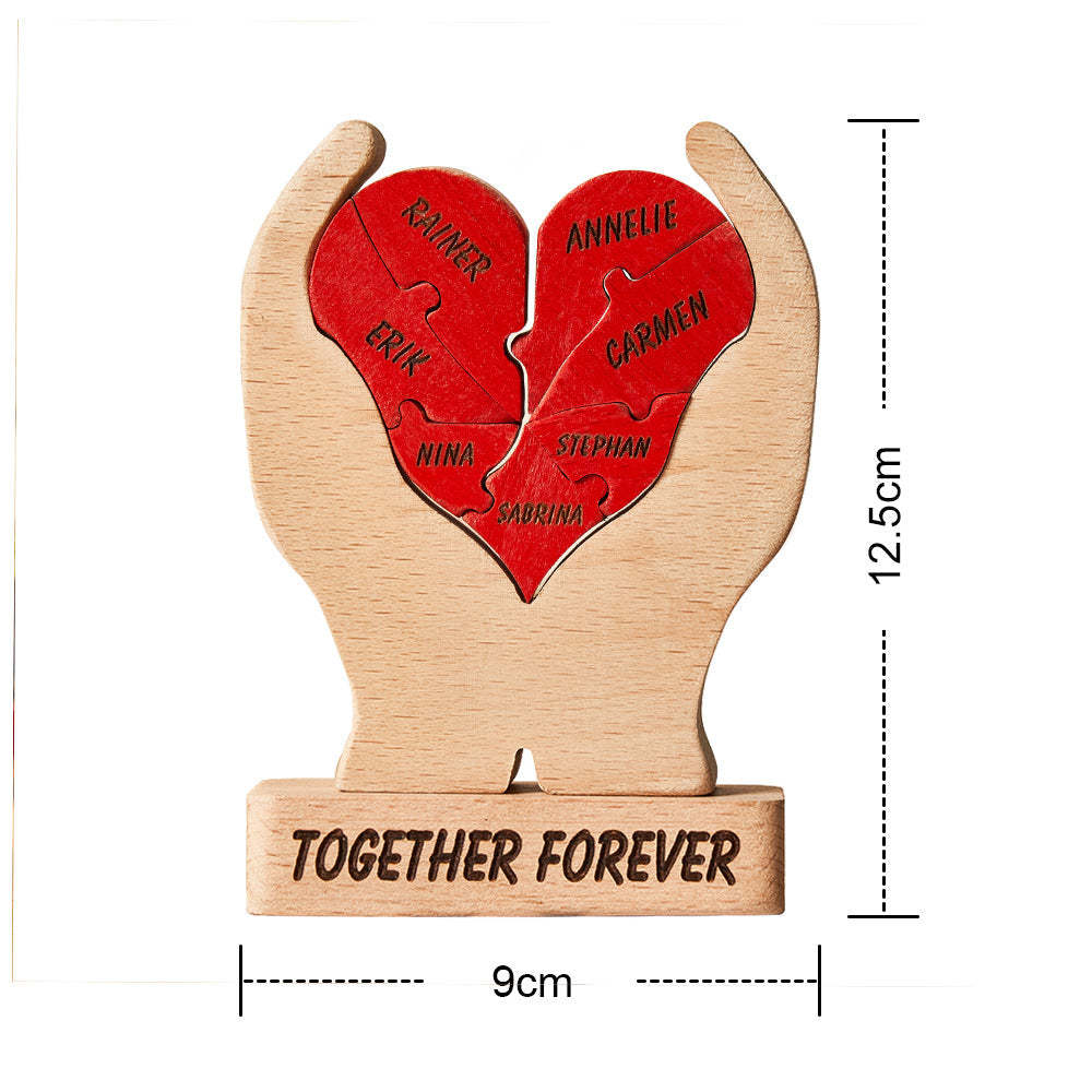 Custom Names Wooden Heart Family Puzzle Home Decor Christmas Gifts - mysiliconefoodbag