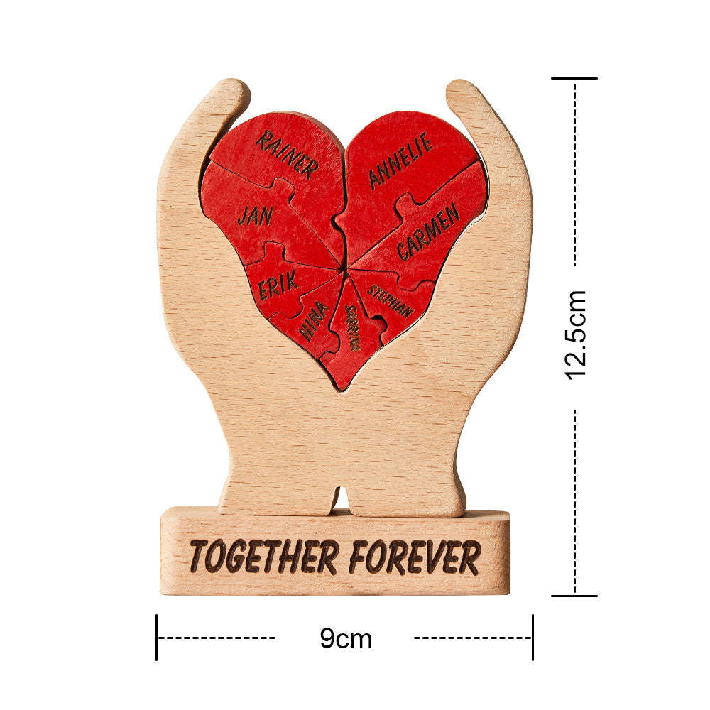 Custom Names Wooden Heart Family Puzzle Home Decor Christmas Gifts - mysiliconefoodbag