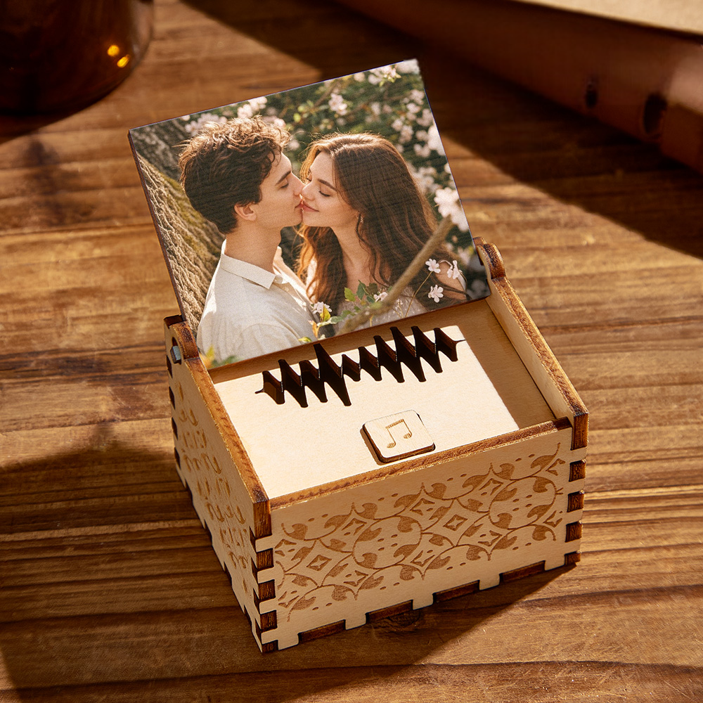 Custom Digital Music Box Any song Tune or Voice Personalized  Wooden Photo Music Box with Text Anniversary Gifts