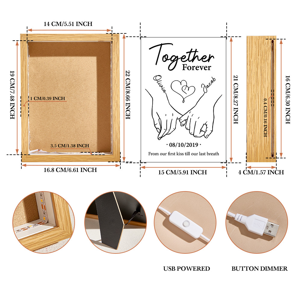 Personalized Custom Frame Light Box - Gift For Husband Wife, Anniversary Together Forever From Our First Kiss Till Our Last Breath - Couple Personalized Custom Frame Light Box - Gift For Husband Wife, Anniversary Together Forever From Our First Kiss Till - mysiliconefoodbag