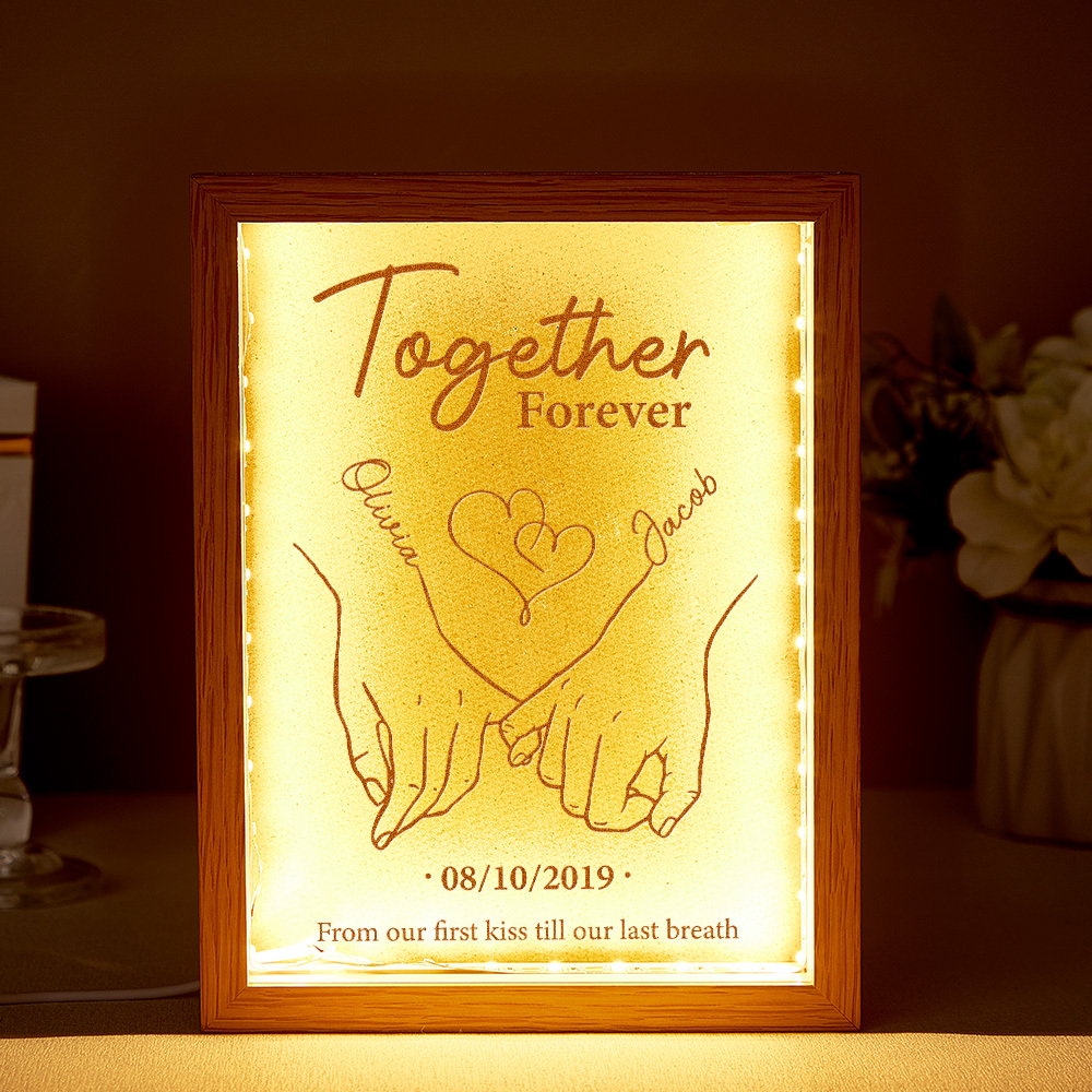 Personalized Custom Frame Light Box - Gift For Husband Wife, Anniversary Together Forever From Our First Kiss Till Our Last Breath - Couple Personalized Custom Frame Light Box - Gift For Husband Wife, Anniversary Together Forever From Our First Kiss Till