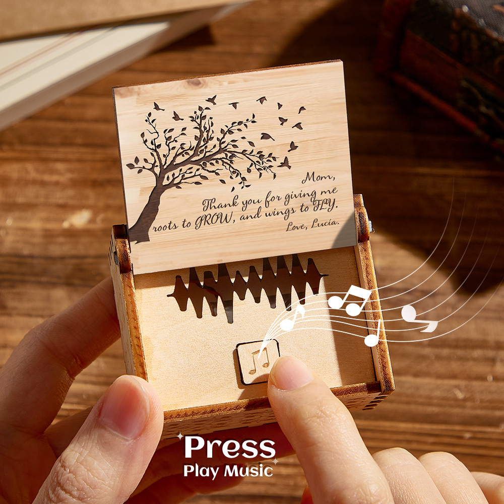 Personalized Wooden Music Box Custom Tree Music Box Gift for Mother - mysiliconefoodbag