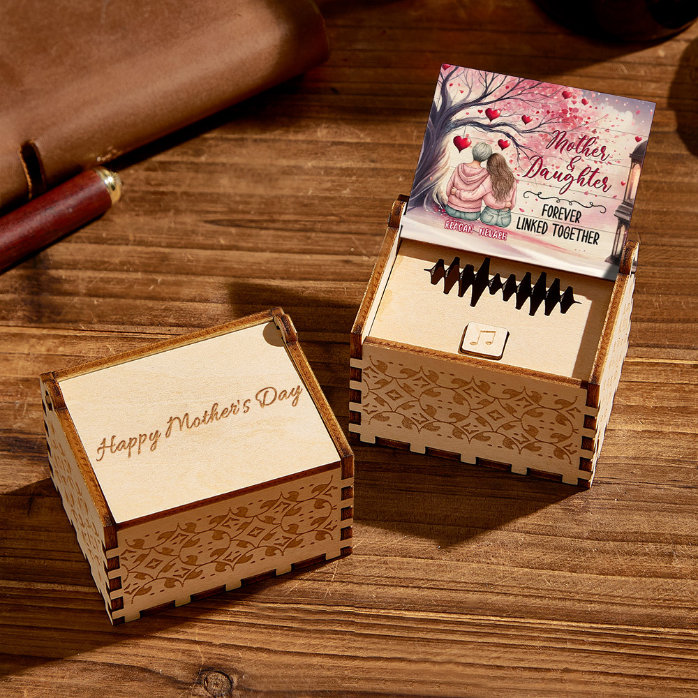 Personalized Wooden Music Box Custom Music Box Gift for Mother - mysiliconefoodbag