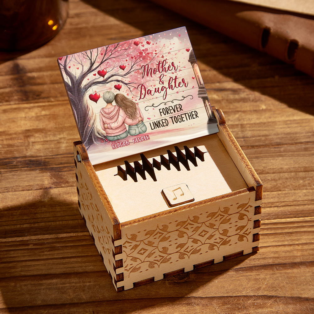 Personalized Wooden Music Box Custom Music Box Gift for Mother - mysiliconefoodbag