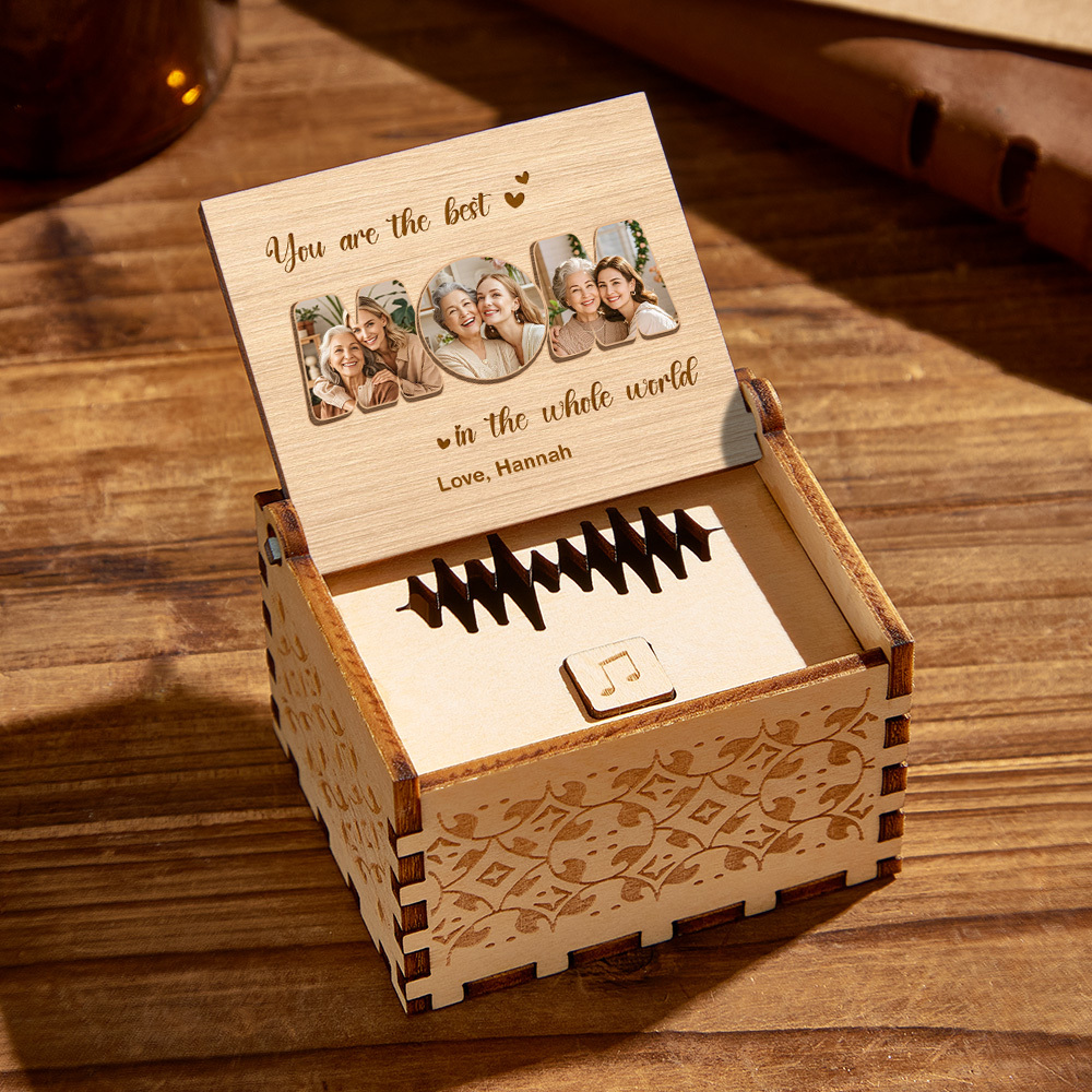 Personalized Wooden Photo Music Box Custom Best Mom Music Box Gift for Mother - mysiliconefoodbag