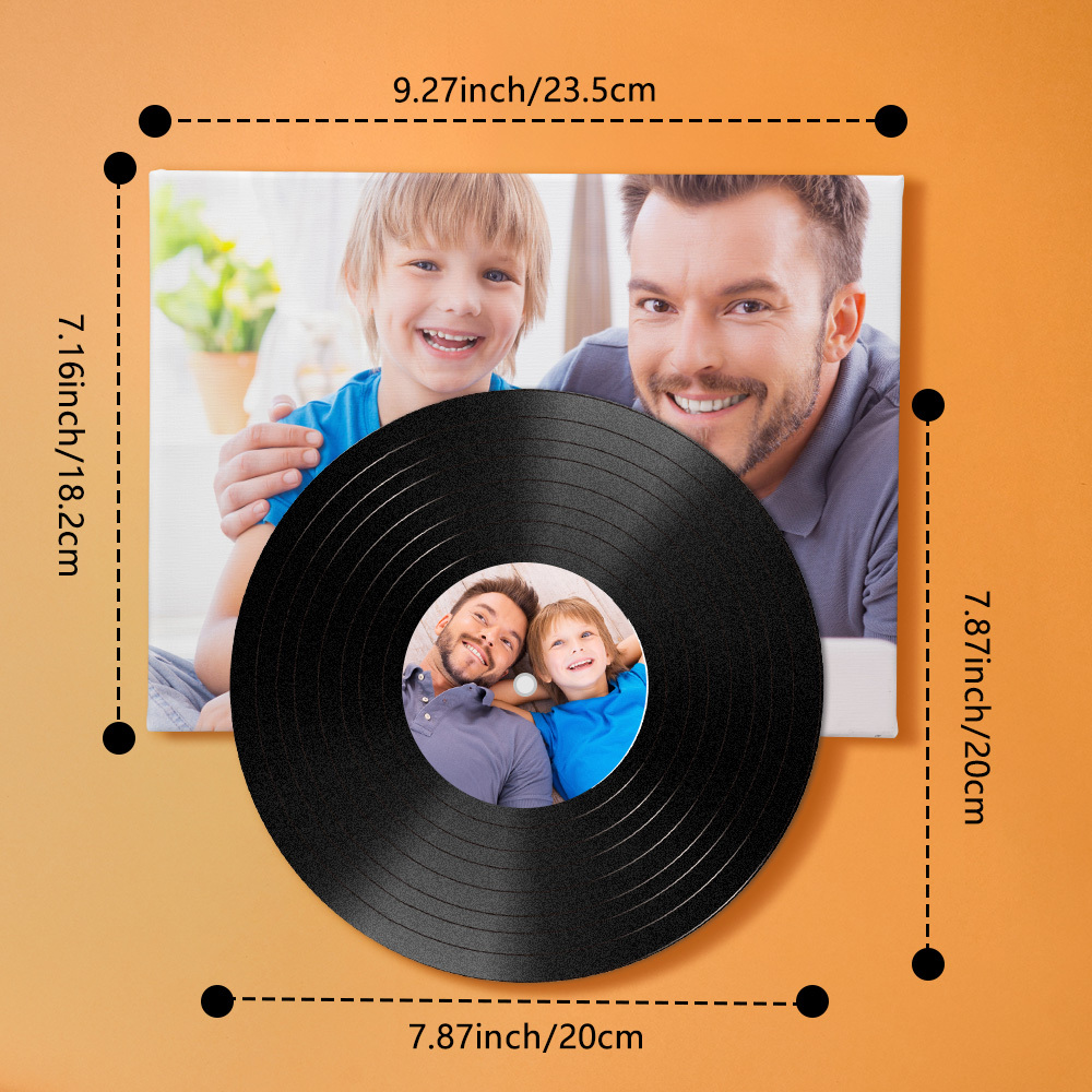 Photo Music Wall Art Vinyl Record Player No Phone Needed Just Click to Play Lingering Memory Music Best Father's Day Gift for Dad