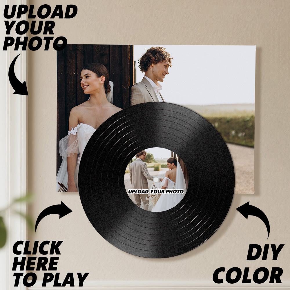 Personalized Vinyl Record Wall Art with Photo & Song 鈥?Wedding Anniver