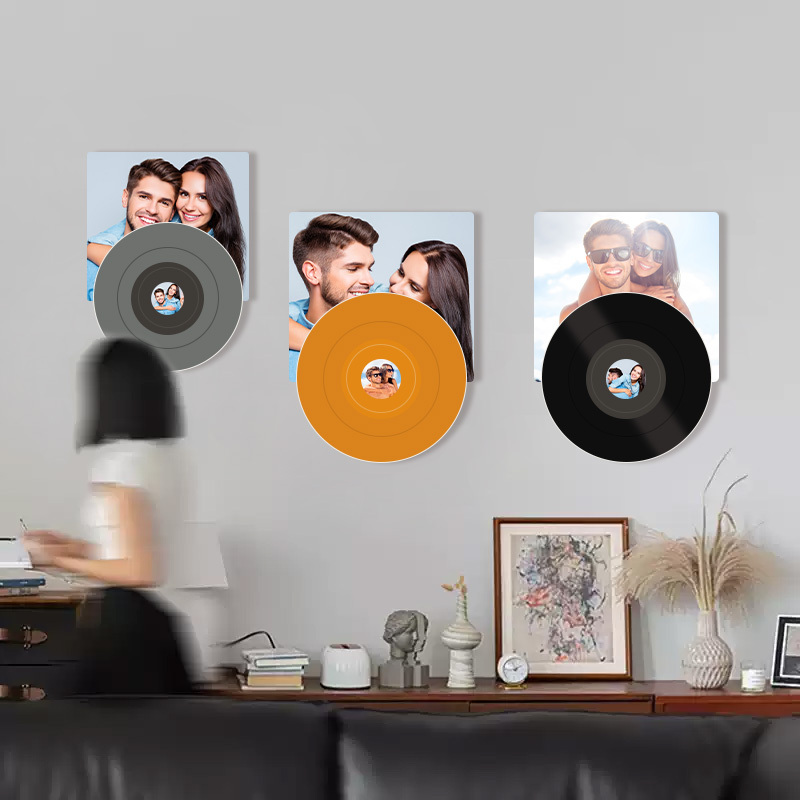 Personalized Couple Vinyl Music Wall Art Relive Your Love Story with a Photo & Song That Plays with Just One Click
