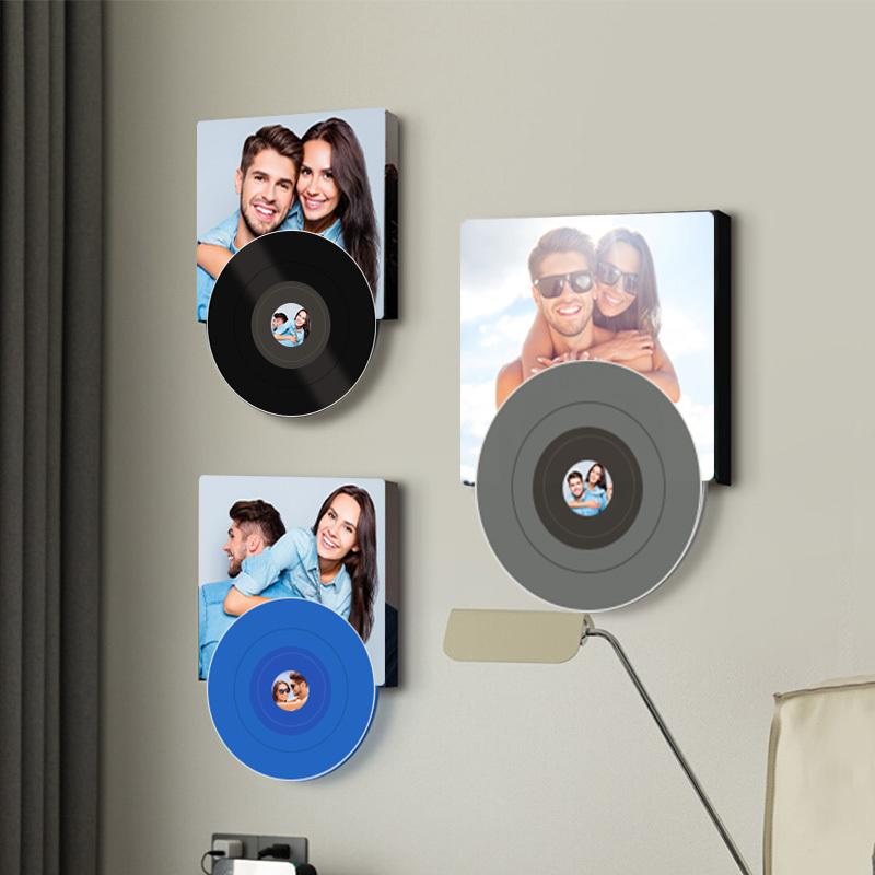 Personalized Couple Vinyl Music Wall Art Relive Your Love Story with a Photo & Song That Plays with Just One Click
