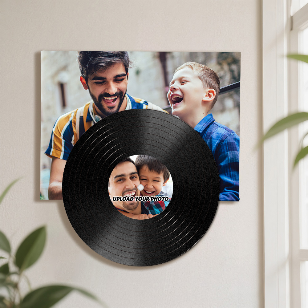 Photo Music Wall Art Vinyl Record Player No Phone Needed Just Click to Play Lingering Memory Music Best Father's Day Gift for Dad