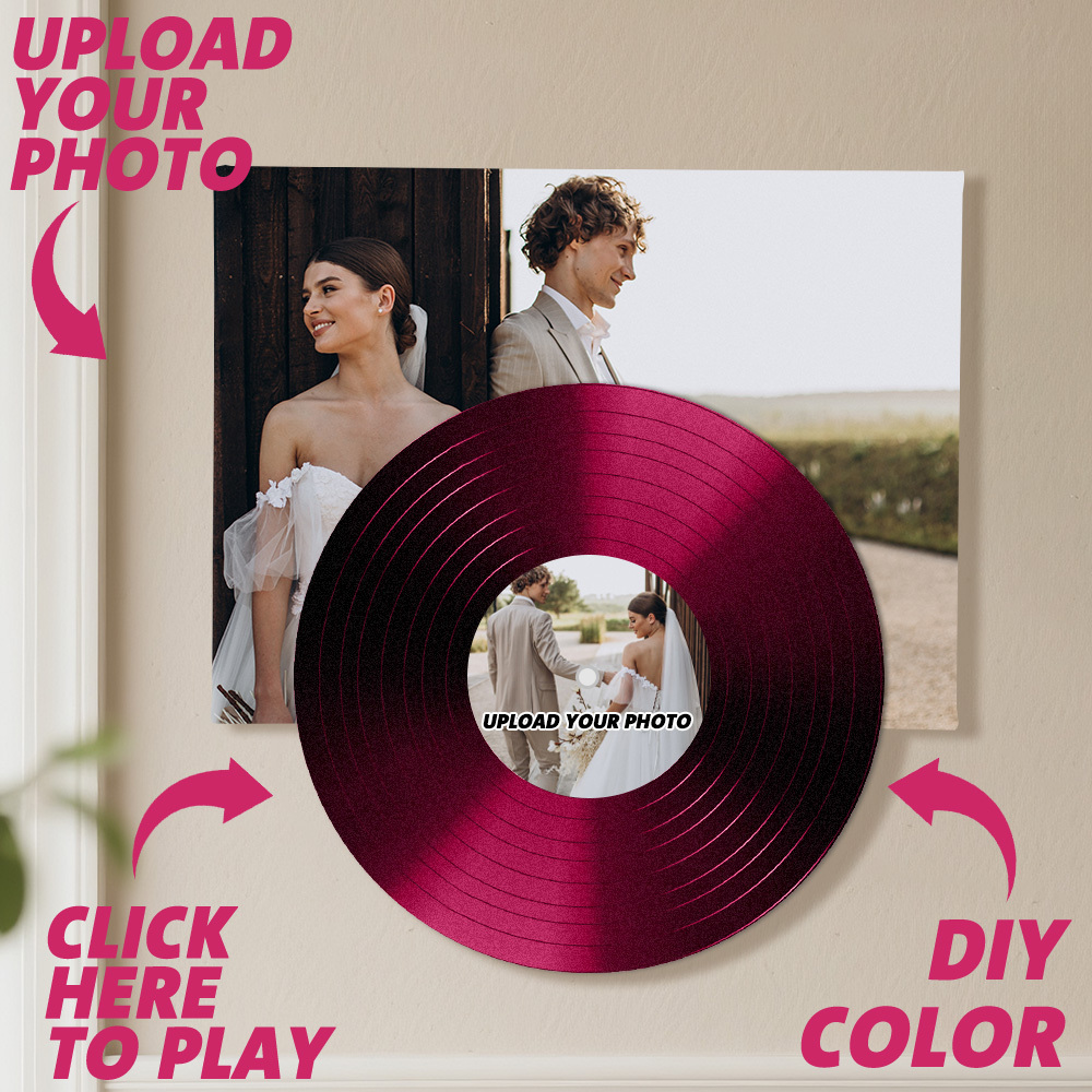 Personalized Couple Vinyl Music Wall Art Relive Your Love Story with a Photo & Song That Plays with Just One Click