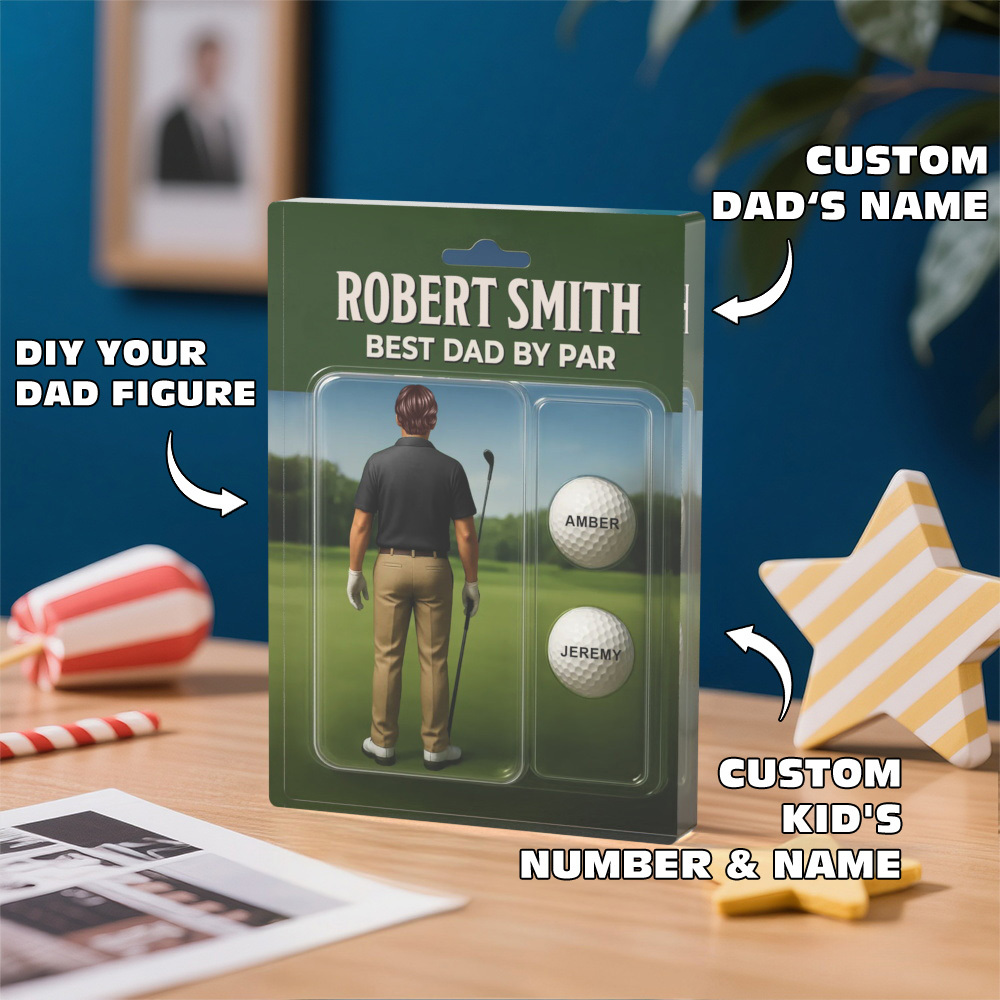 Personalized Acrylic Block Plaque “Best Dad by Par” Golf-Themed Gift with Custom Kids’ Names Perfect Father’s Day Gift for Golf-Loving Dads