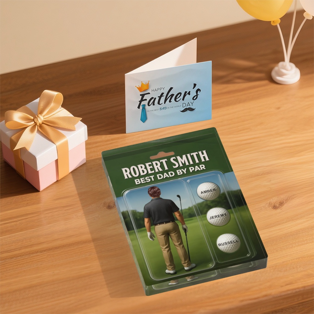Personalized Acrylic Block Plaque “Best Dad by Par” Golf-Themed Gift with Custom Kids’ Names Perfect Father’s Day Gift for Golf-Loving Dads