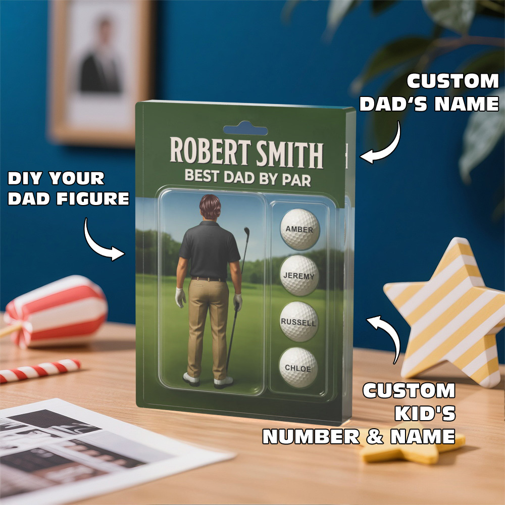 Personalized Acrylic Block Plaque “Best Dad by Par” Golf-Themed Gift with Custom Kids’ Names Perfect Father’s Day Gift for Golf-Loving Dads