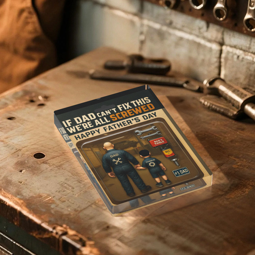 If Dad Can't Fix This We're All Screwed Mechanic Handy Man – Custom Figure Personalized Acrylic Block Plaque, Father's Day Gift for Dad or Husband