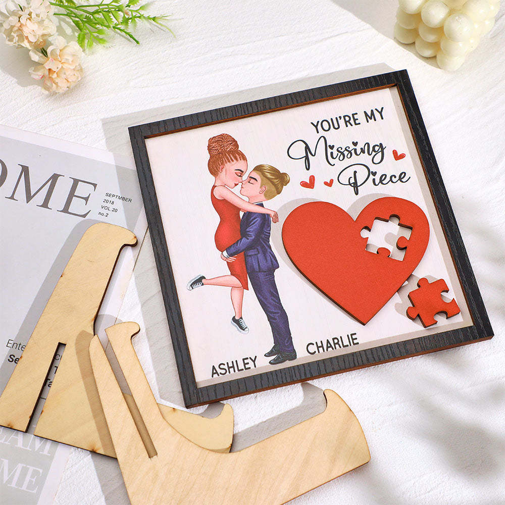 Gifts for Her/Him Personalized Wooden Plaque You Are My Missing Piece - mysiliconefoodbag