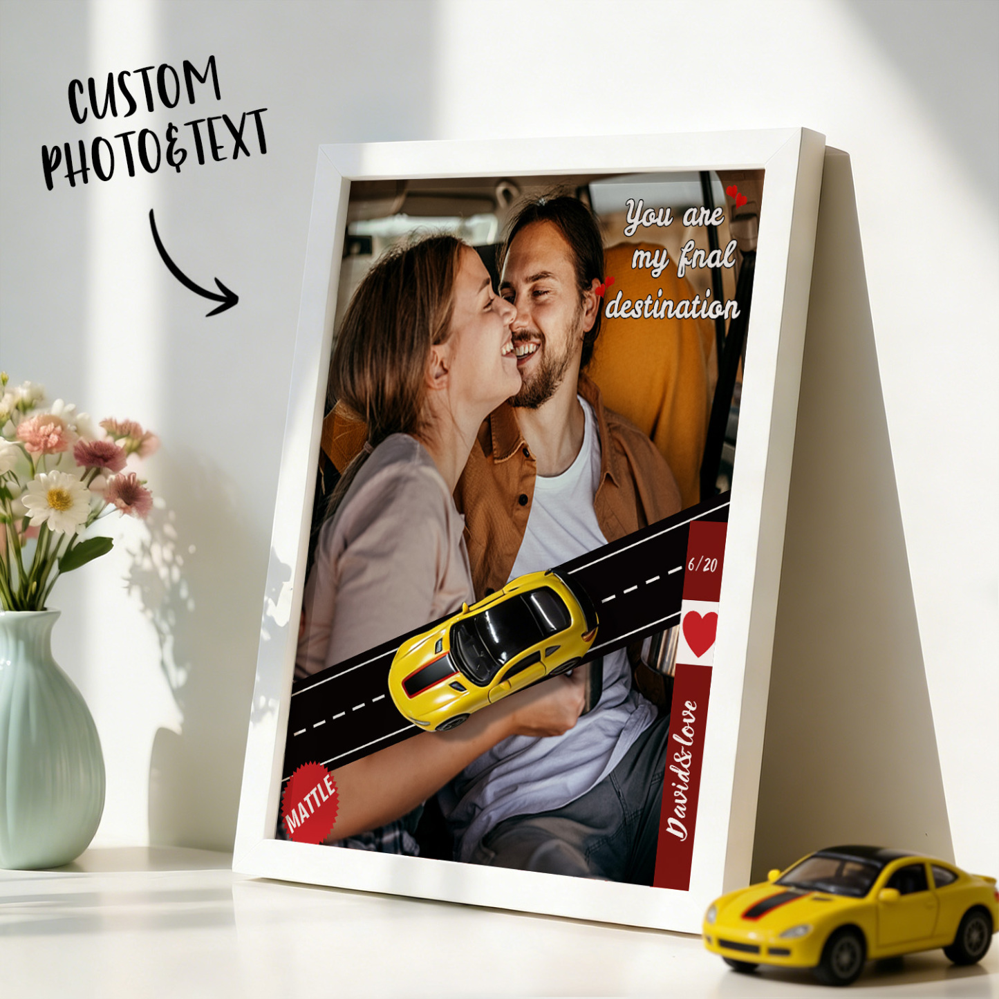 Personalized Race Car Photo Gifts For Couples on Valentine's Day, Whee
