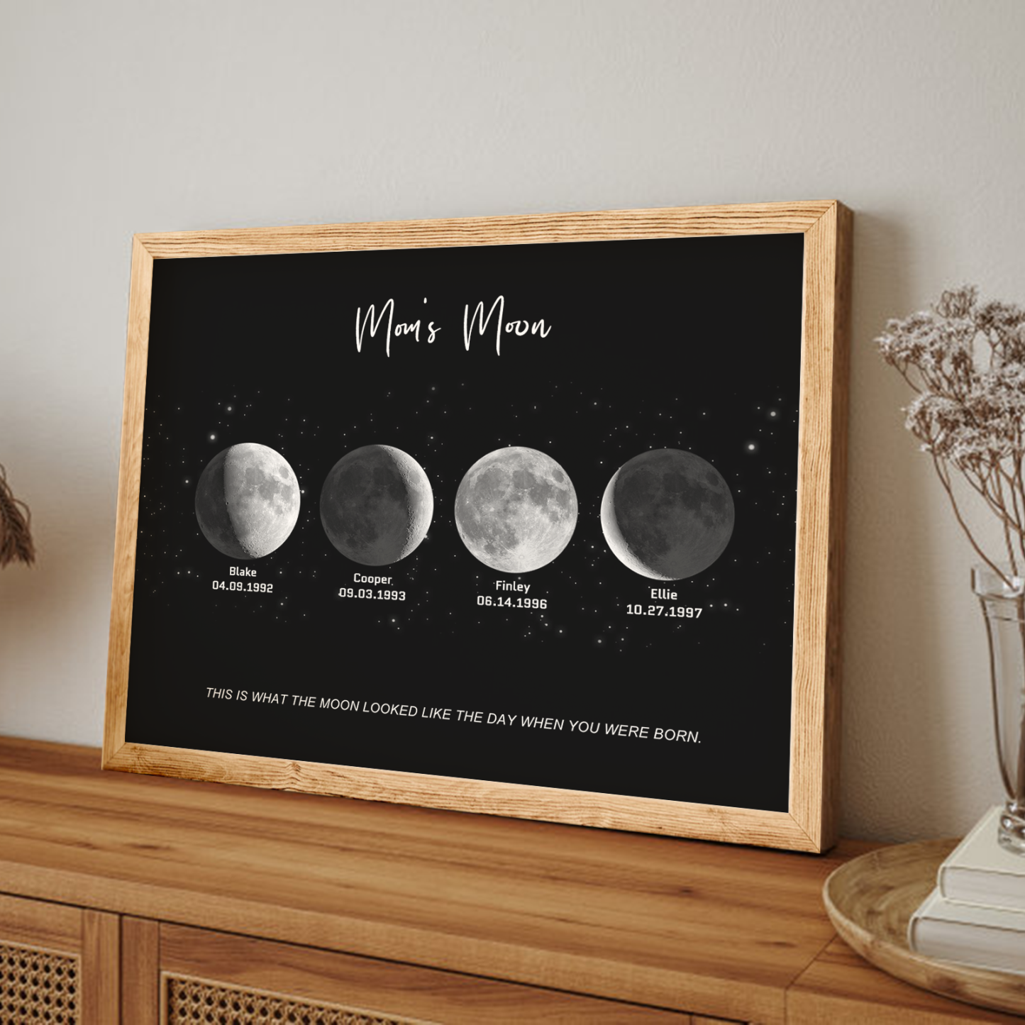 Birthday Gifts Personalized Family Moon Phase Wood Frame