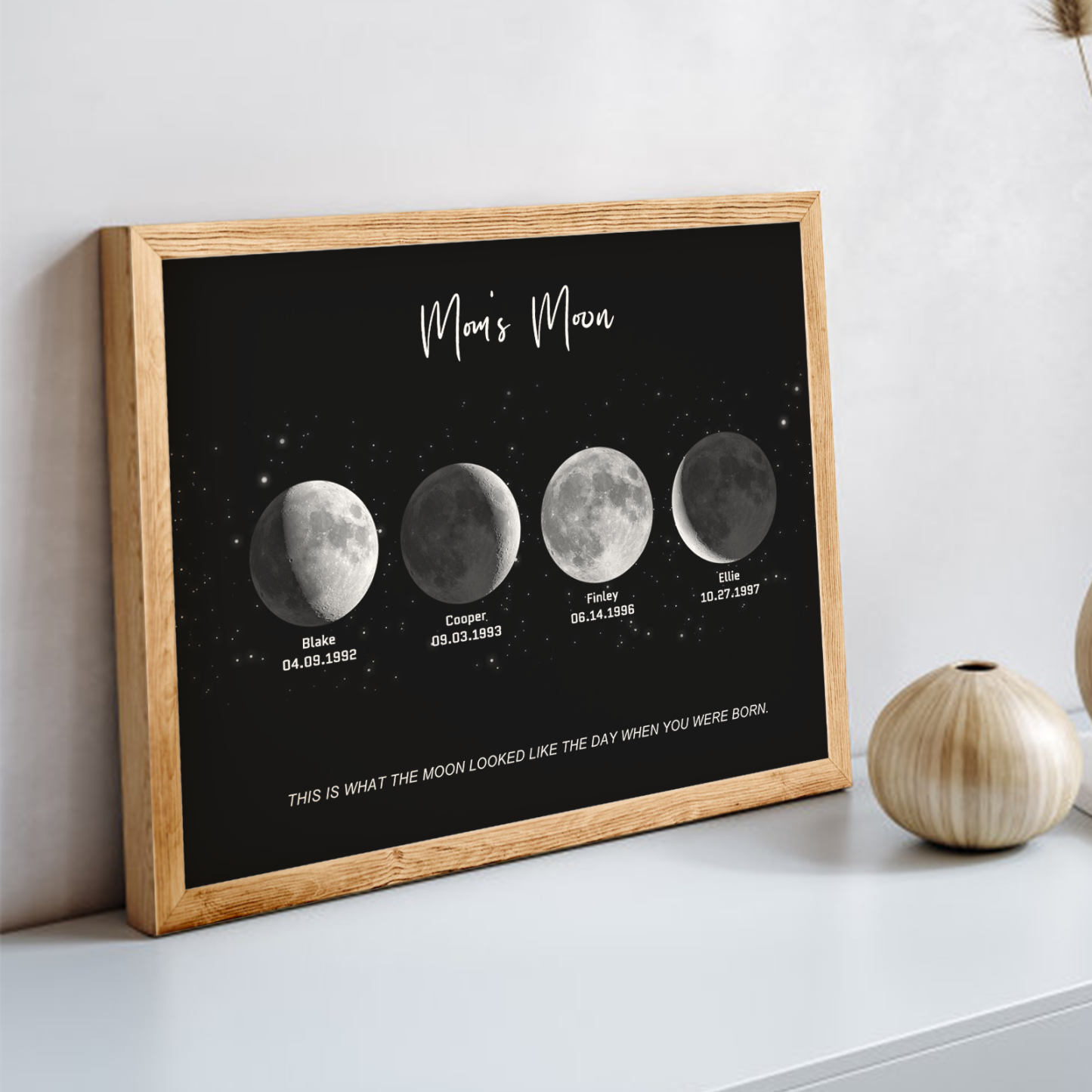 Birthday Gifts Personalized Family Moon Phase Wood Frame