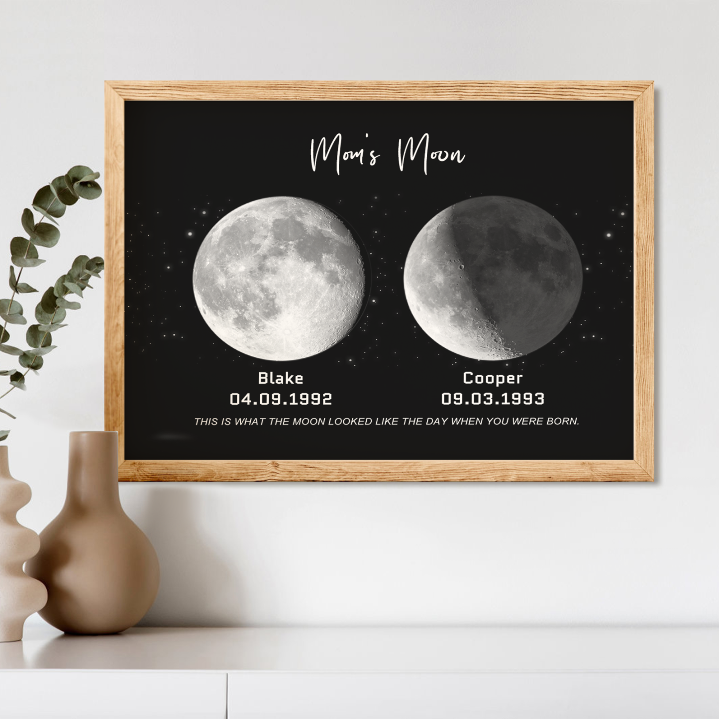 Birthday Gifts Personalized Family Moon Phase Wood Frame