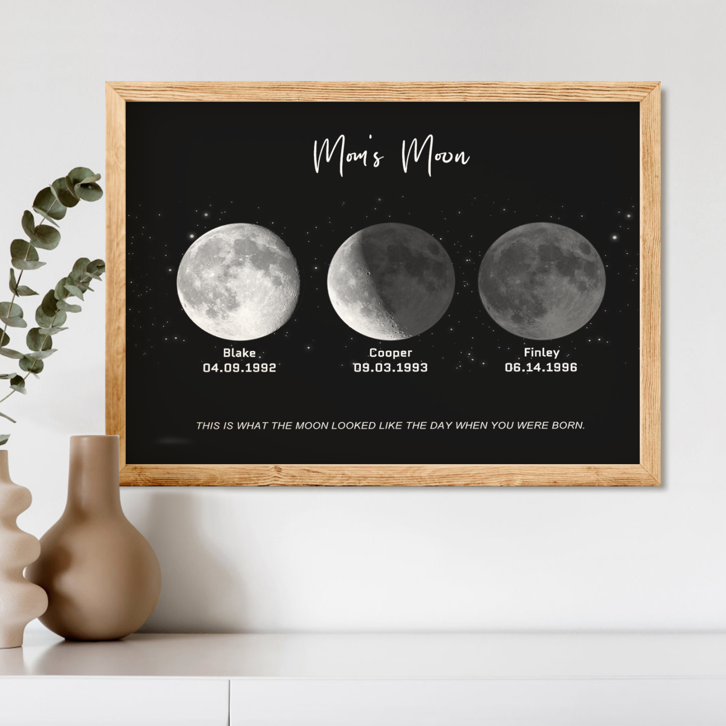 Birthday Gifts Personalized Family Moon Phase Wood Frame