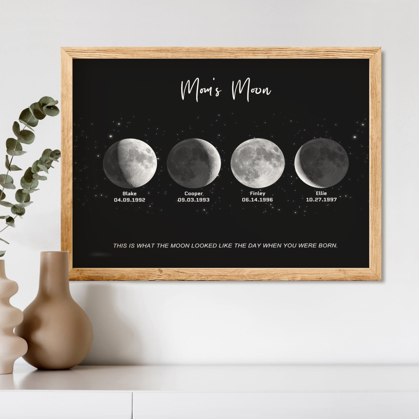 Birthday Gifts Personalized Family Moon Phase Wood Frame