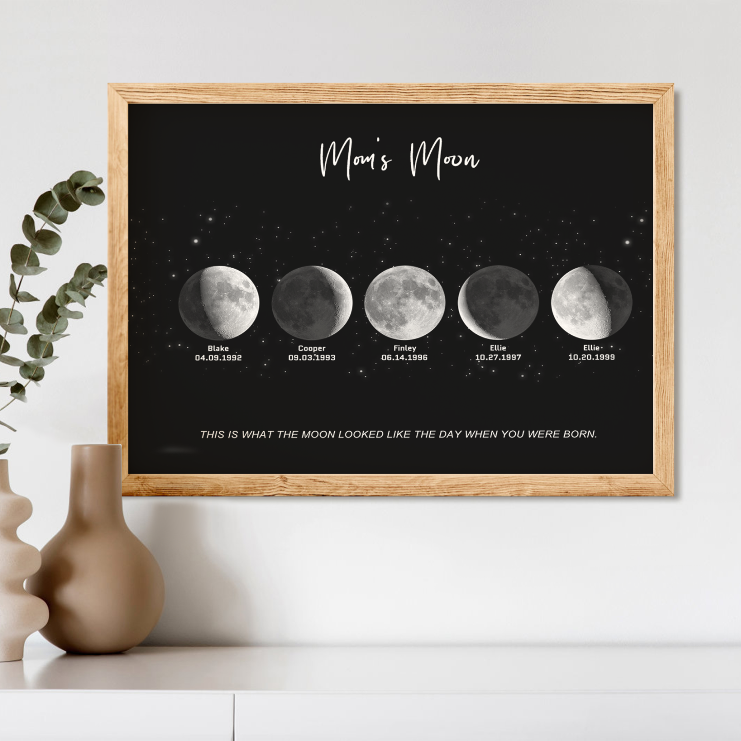 Birthday Gifts Personalized Family Moon Phase Wood Frame