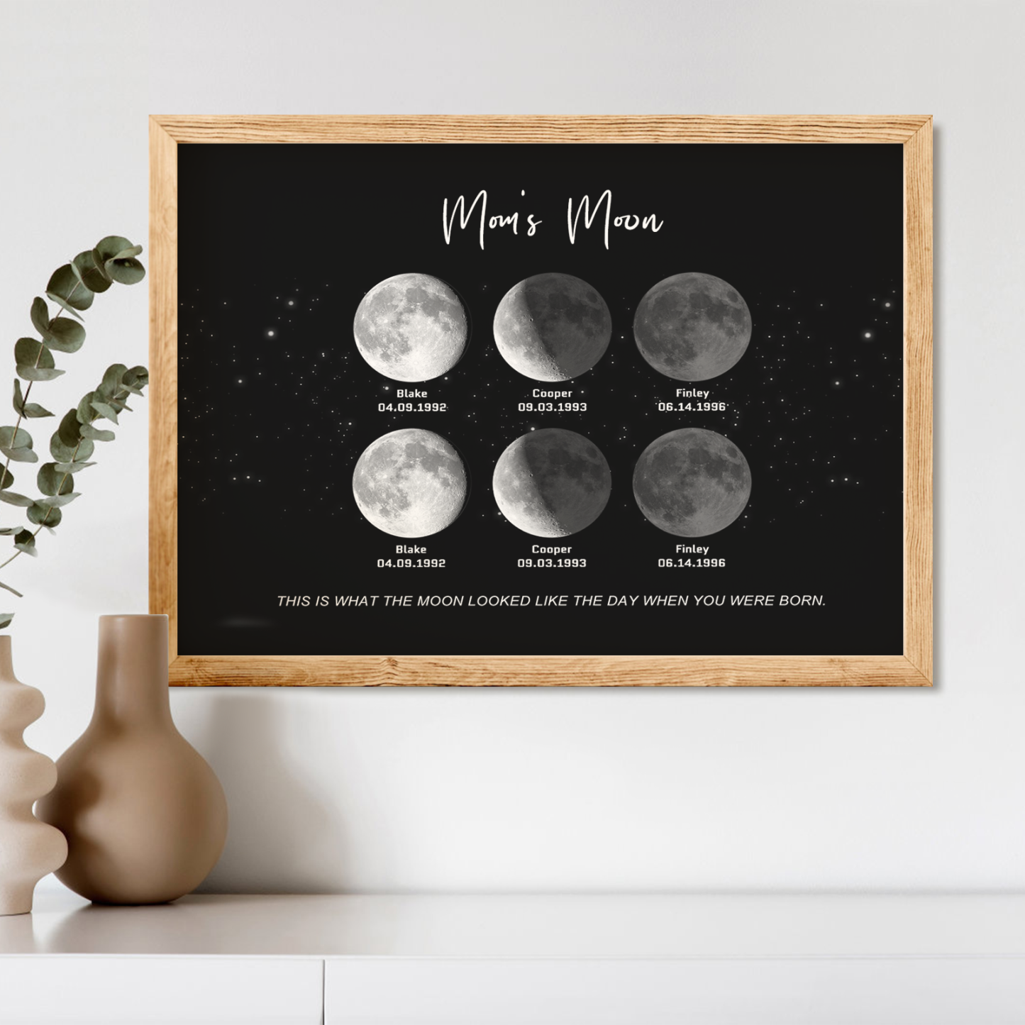 Birthday Gifts Personalized Family Moon Phase Wood Frame