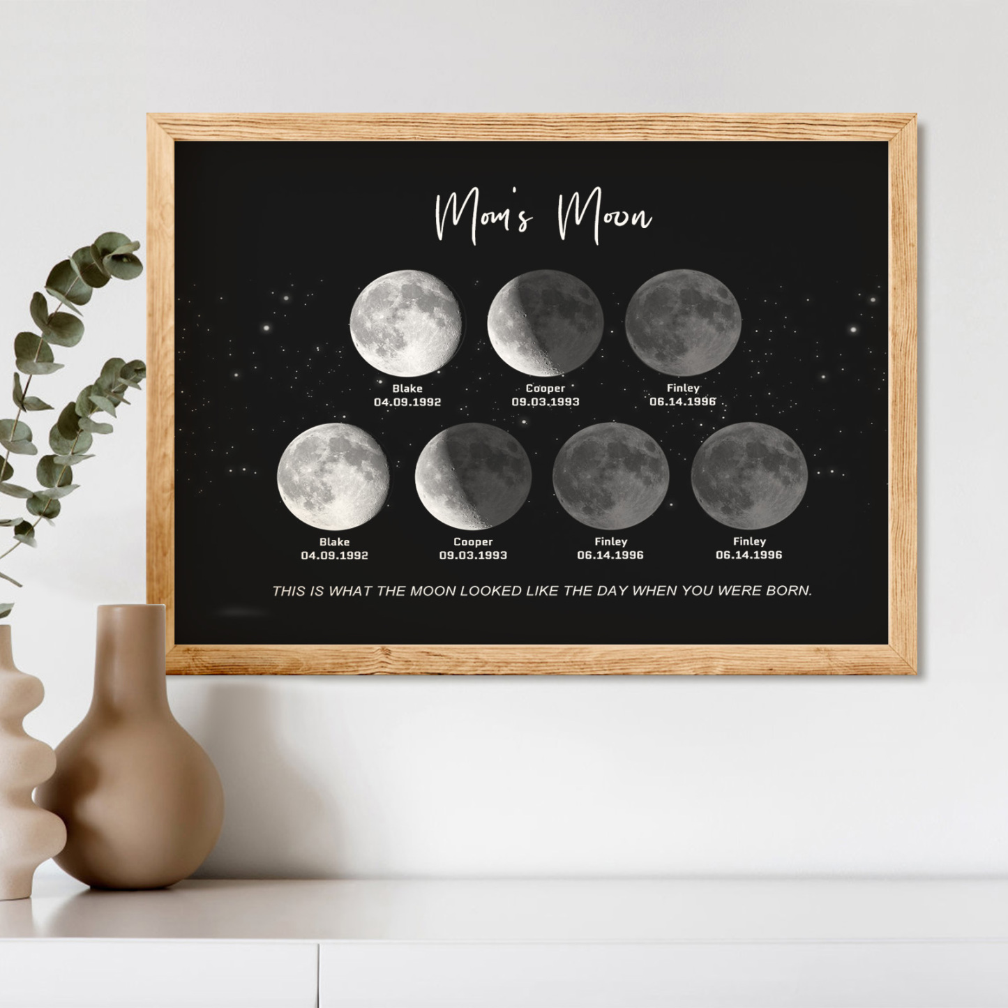 Birthday Gifts Personalized Family Moon Phase Wood Frame