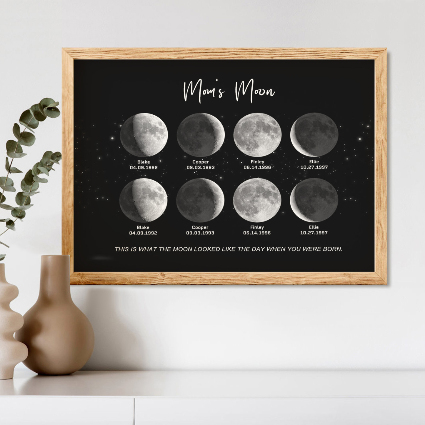 Birthday Gifts Personalized Family Moon Phase Wood Frame