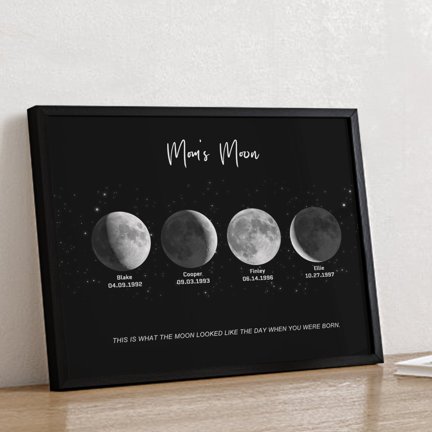 Birthday Gifts Personalized Family Moon Phase Wood Frame
